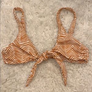 orange and white chevron bikini top
